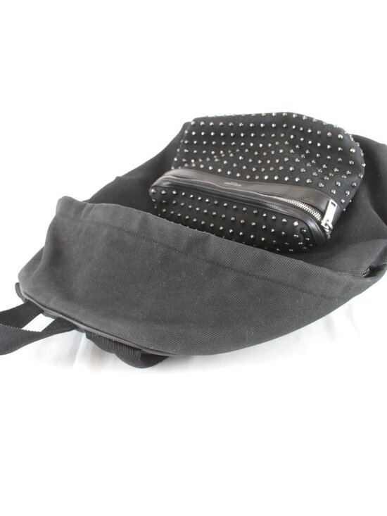 Saint Laurent Yves Studded Backpack Cotton Canvas Black main image 4